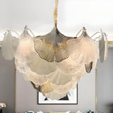 Art Deco Glass Ginkgo Leaves Pendant Chandelier Image - 4