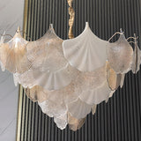 Art Deco Glass Ginkgo Leaves Pendant Chandelier Image - 9