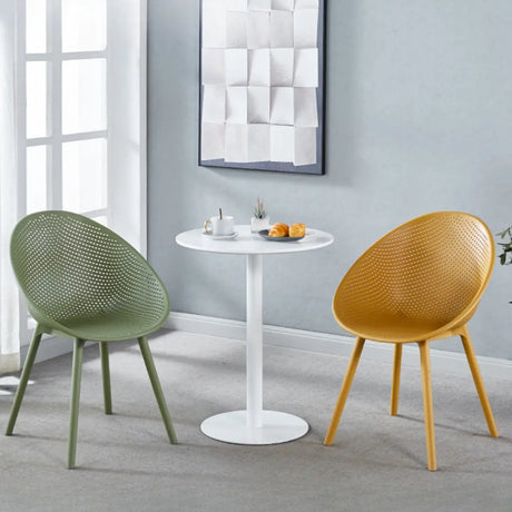 Art Deco Green and Yellow Round Synthetic Office Chair Image - 1