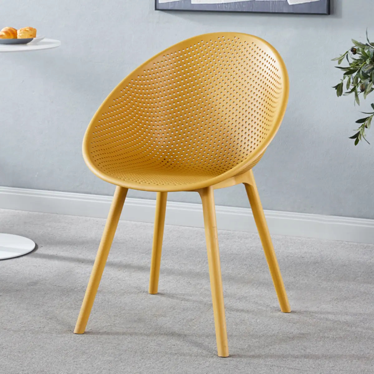 Art Deco Green and Yellow Round Synthetic Office Chair Image - 10