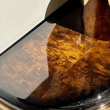 Art Deco Half Moon Abstract Base Wood Brown Console Table Image - 7