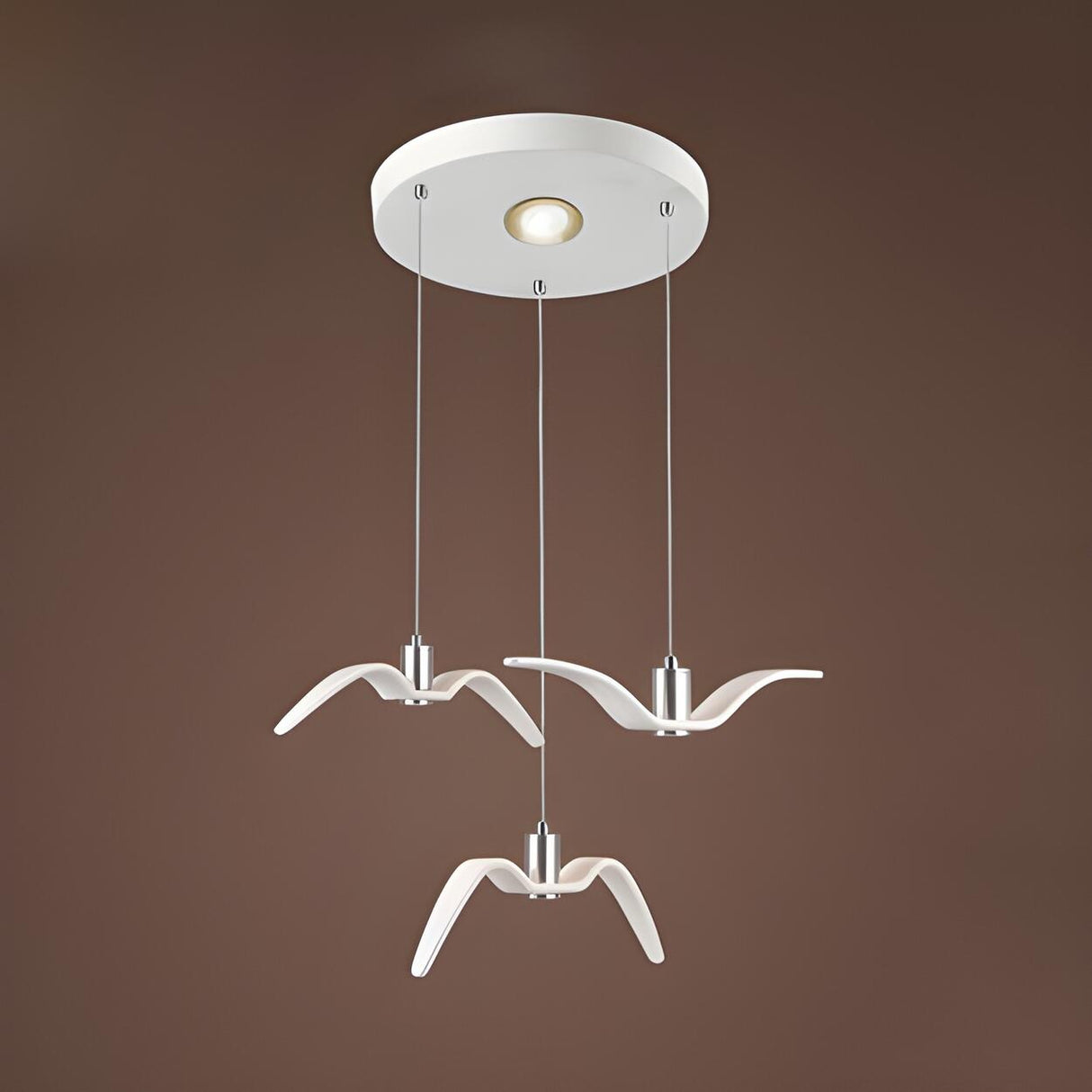 Art Deco Modern White Bird Seagull Round Pendant Light Image - 2