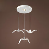 Art Deco Modern White Bird Seagull Round Pendant Light Image - 2
