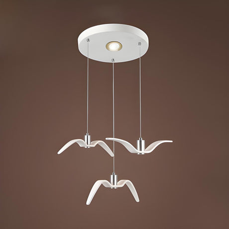 Art Deco Modern White Bird Seagull Round Pendant Light Image - 2