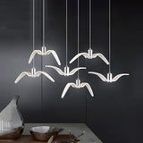 Art Deco Modern White Bird Seagull Round Pendant Light Image - 3