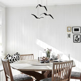 Art Deco Modern White Bird Seagull Round Pendant Light Image - 6