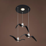 Art Deco Modern White Bird Seagull Round Pendant Light Image - 7