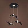 Art Deco Modern White Bird Seagull Round Pendant Light Image - 7