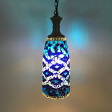 Art Deco Multi-Color Mosaic Glass Bell Pendant Light Image - 5