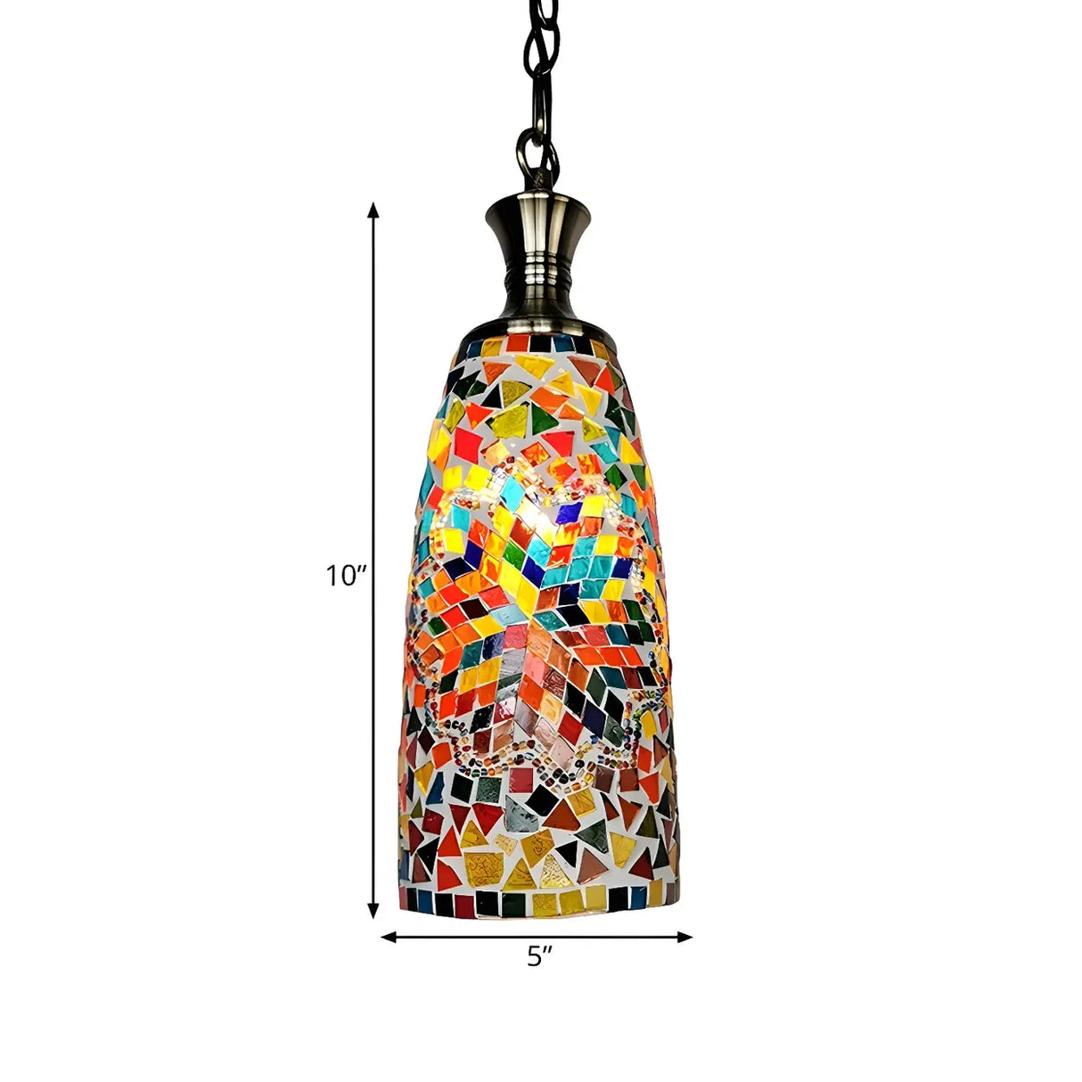 Art Deco Multi-Color Mosaic Glass Bell Pendant Light 