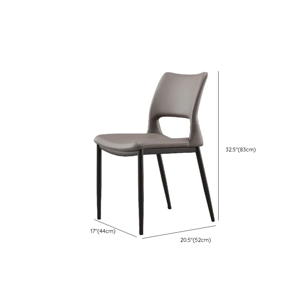 Art Deco Orange Armless Dining Chair with Airy Back Image - 13