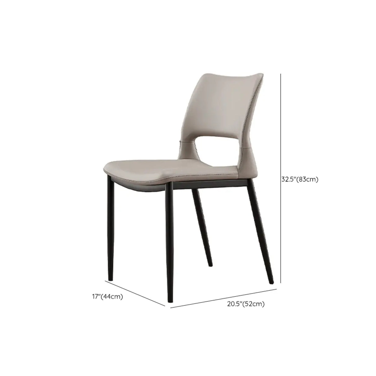 Art Deco Orange Armless Dining Chair with Airy Back Image - 14