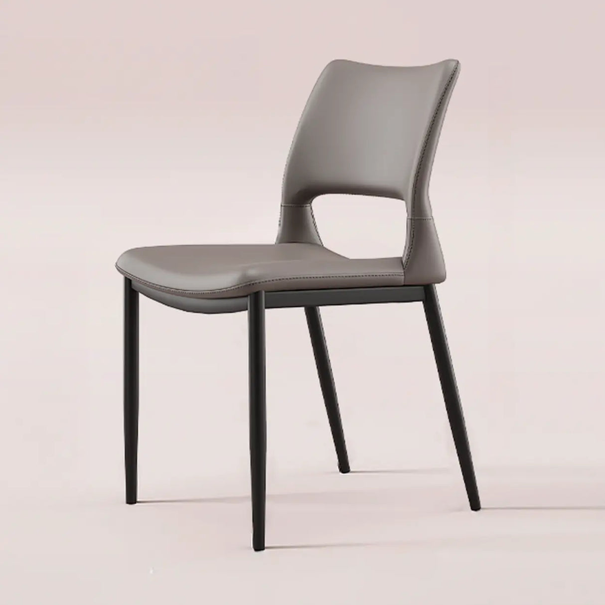 Art Deco Orange Armless Dining Chair with Airy Back Image - 2
