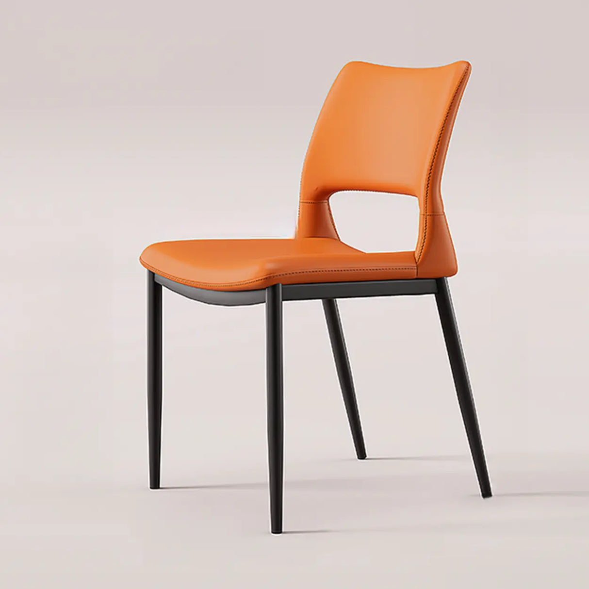 Art Deco Orange Armless Dining Chair with Airy Back Image - 3
