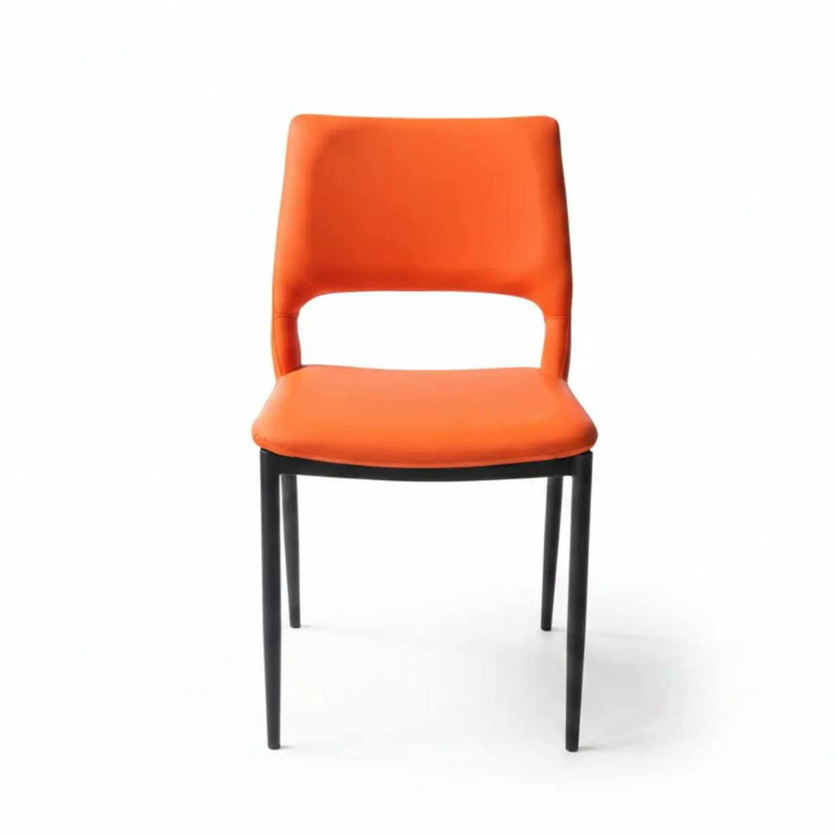 Art Deco Orange Armless Dining Chair with Airy Back Image - 3