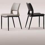Art Deco Orange Armless Dining Chair with Airy Back Image - 4