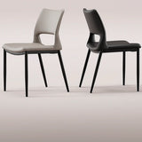 Art Deco Orange Armless Dining Chair with Airy Back Image - 4