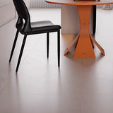 Art Deco Orange Armless Dining Chair with Airy Back Image - 6