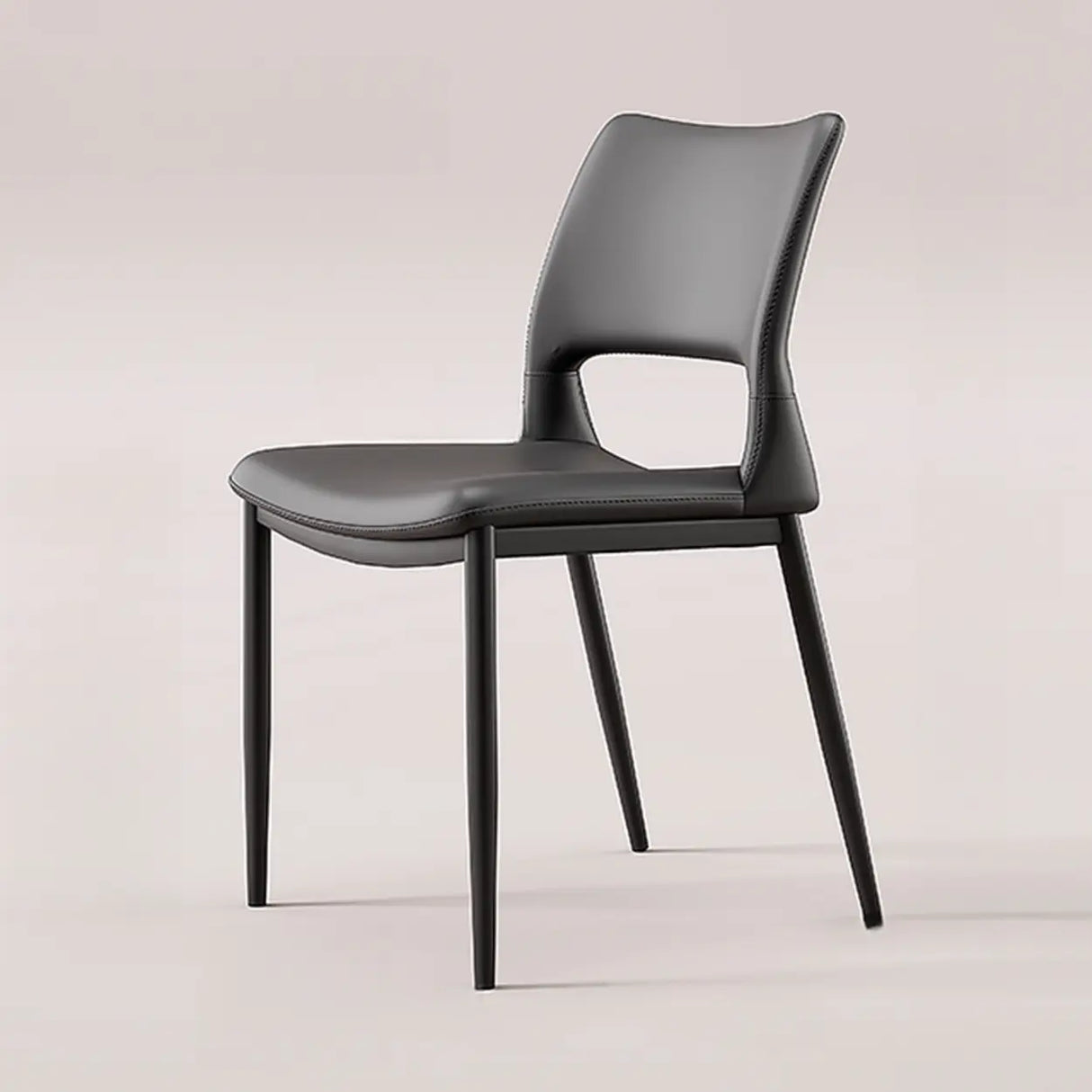 Art Deco Orange Armless Dining Chair with Airy Back Image - 7