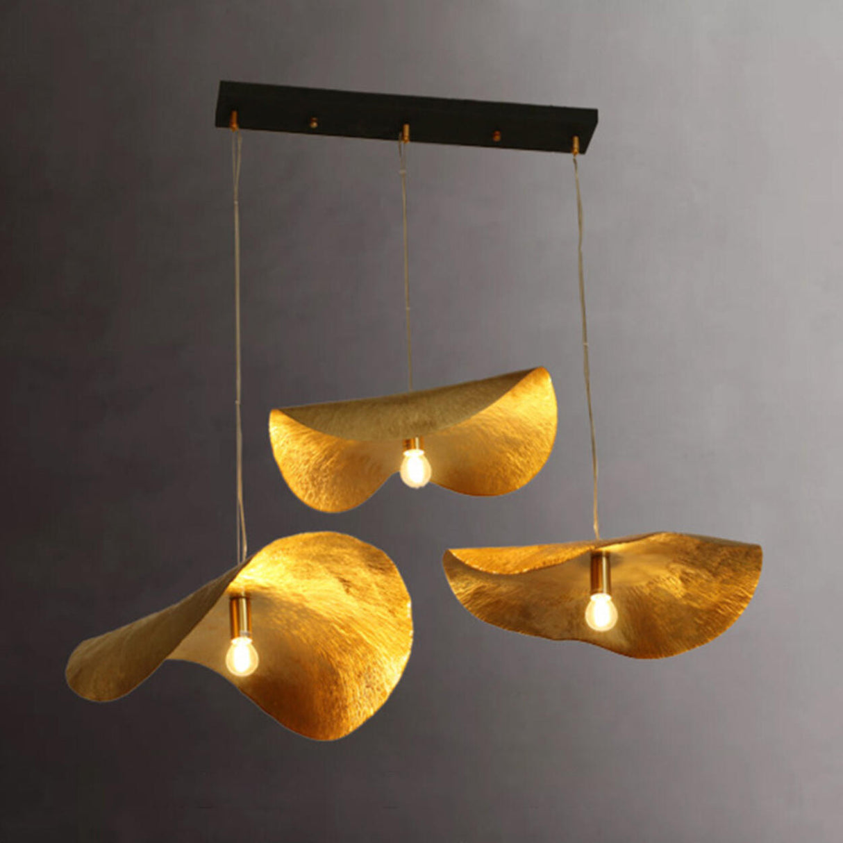 Art Deco Organic Curved Copper Pendant Light Flexible Length Image - 3