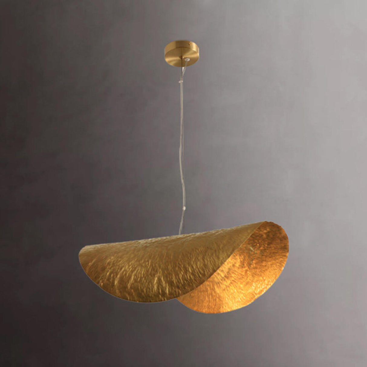 Art Deco Organic Curved Copper Pendant Light Flexible Length Image - 5