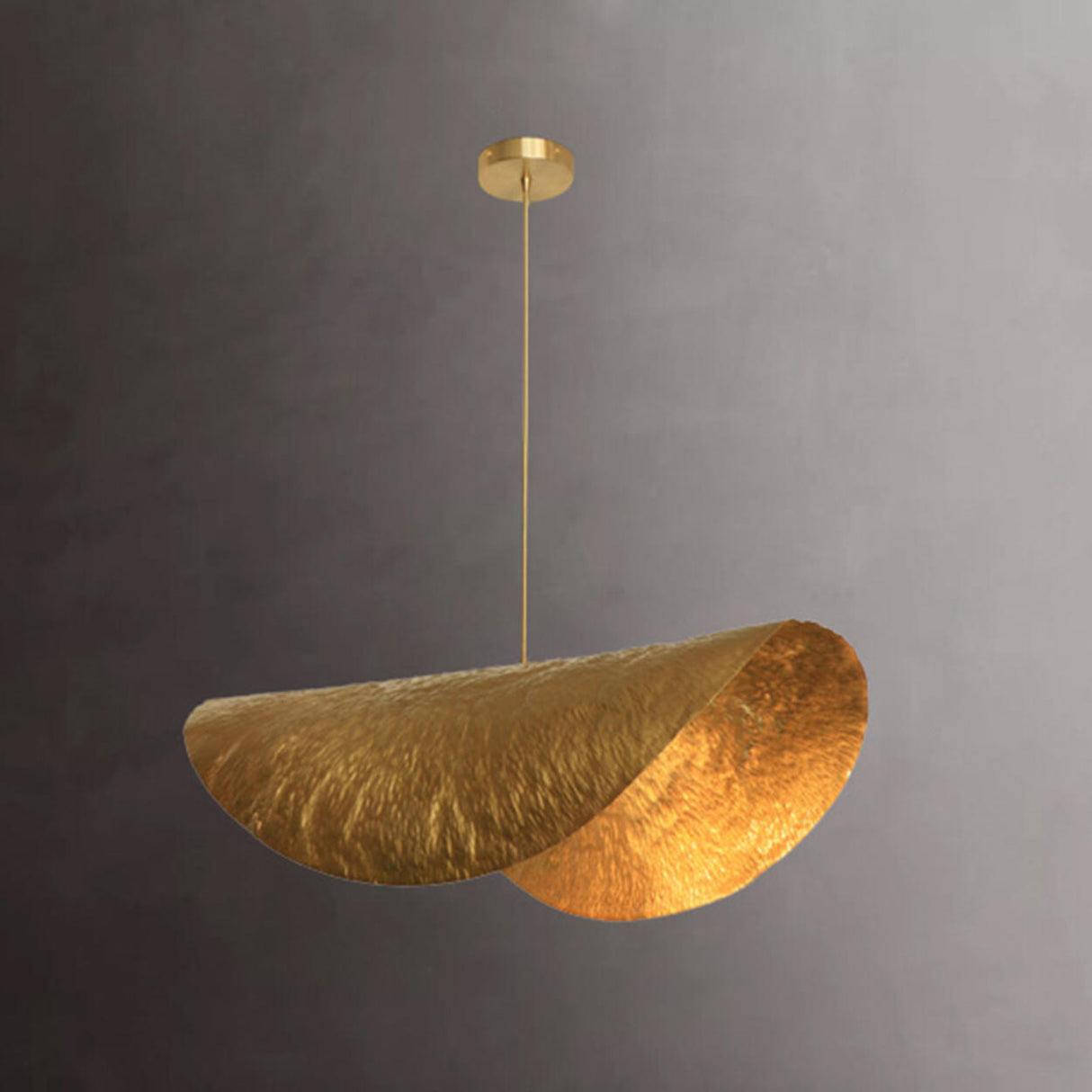 Art Deco Organic Curved Copper Pendant Light Flexible Length Image - 8