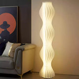 Art Deco Wave Patterned Column Metal Floor Lamp Image - 6