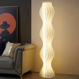 Art Deco Wave Patterned Column Metal Floor Lamp Image - 6