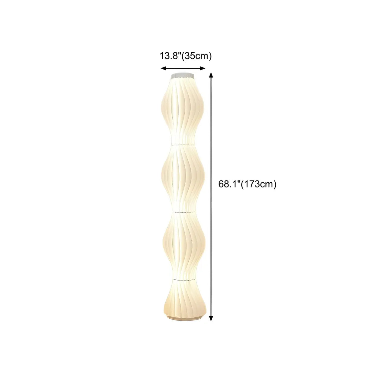 Art Deco Wave Patterned Column Metal Floor Lamp 