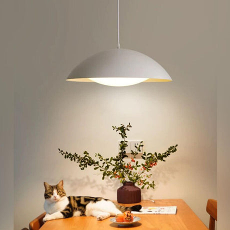 Art Deco White Acrylic Dome Metal Pendant Light Minimalist Image - 1