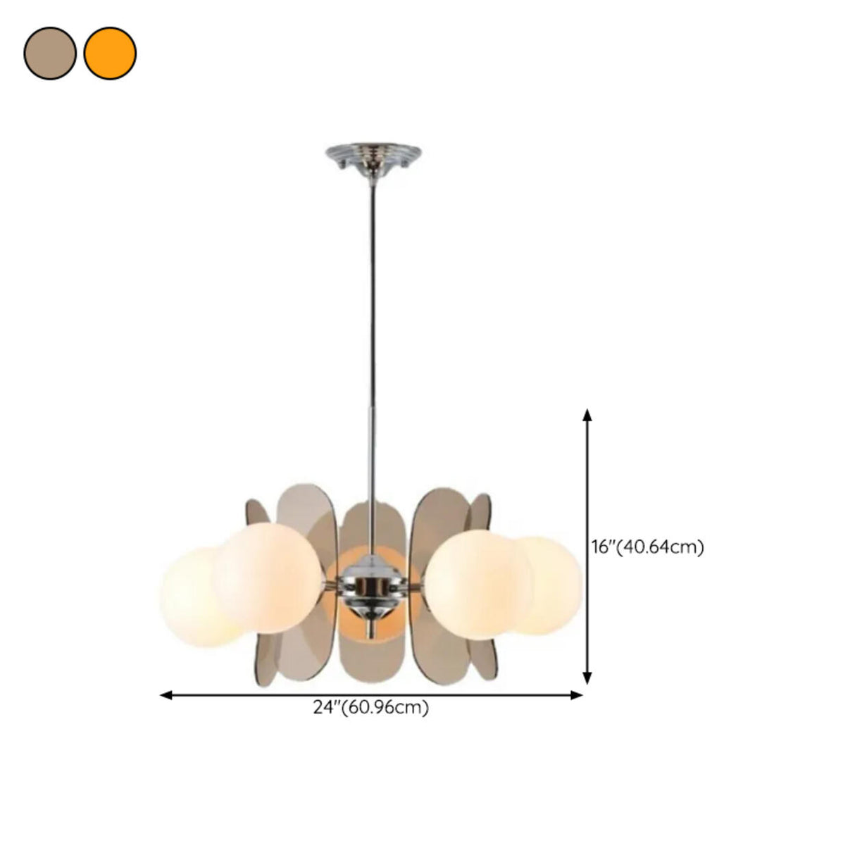 Art Deco White Glass Orb Smoke Glass Panel Chandelier Image - 18