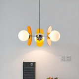 Art Deco White Glass Orb Smoke Glass Panel Chandelier Image - 3