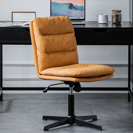 Art Deco Yellow Tilt Swivel Ergonomic Leather Office Chair Image - 1