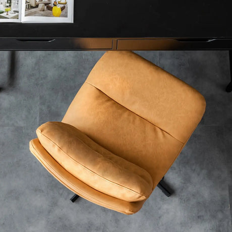 Art Deco Yellow Tilt Swivel Ergonomic Leather Office Chair Image - 2