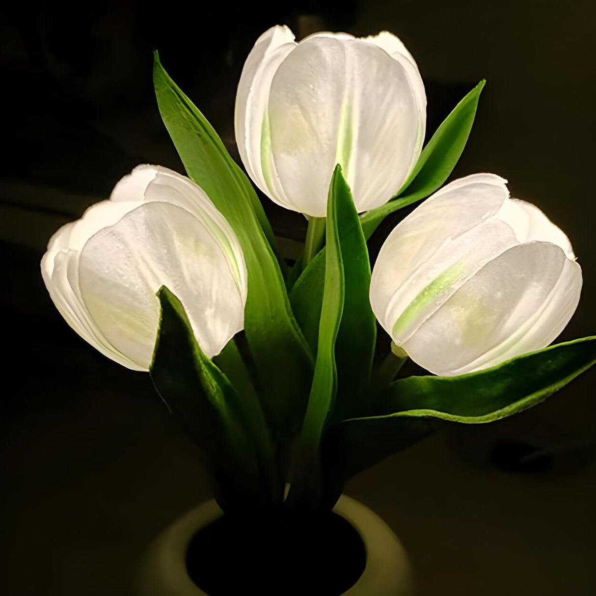 Art Elegant Tulip Ceramic Flower Shape LED Table Lamp Image - 11