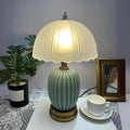 Art Green Dome Frosted Glass Shade Ceramic Table Lamp