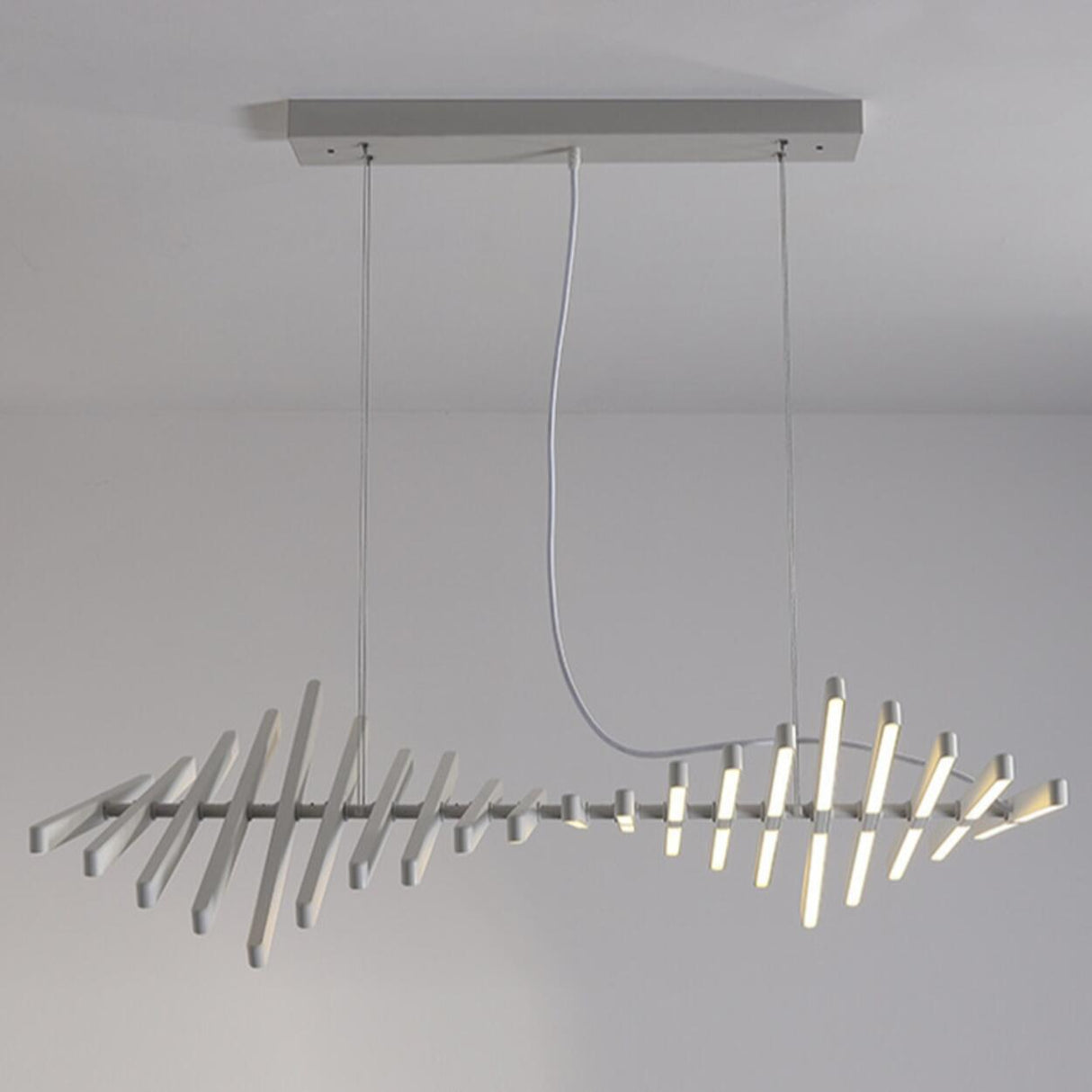Art-Inspired Fishbone LED Dining Room Pendant Light Image - 11