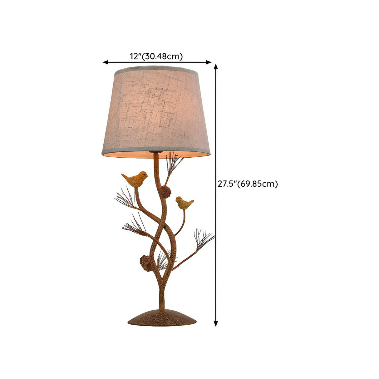 Art Tree-Shaped Base Fabric Shade Bedside Table Lamp 