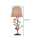 Art Tree-Shaped Base Fabric Shade Bedside Table Lamp #size
