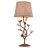 Art Tree-Shaped Base Fabric Shade Bedside Table Lamp Image - 5