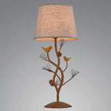 Art Tree-Shaped Base Fabric Shade Bedside Table Lamp Image - 6