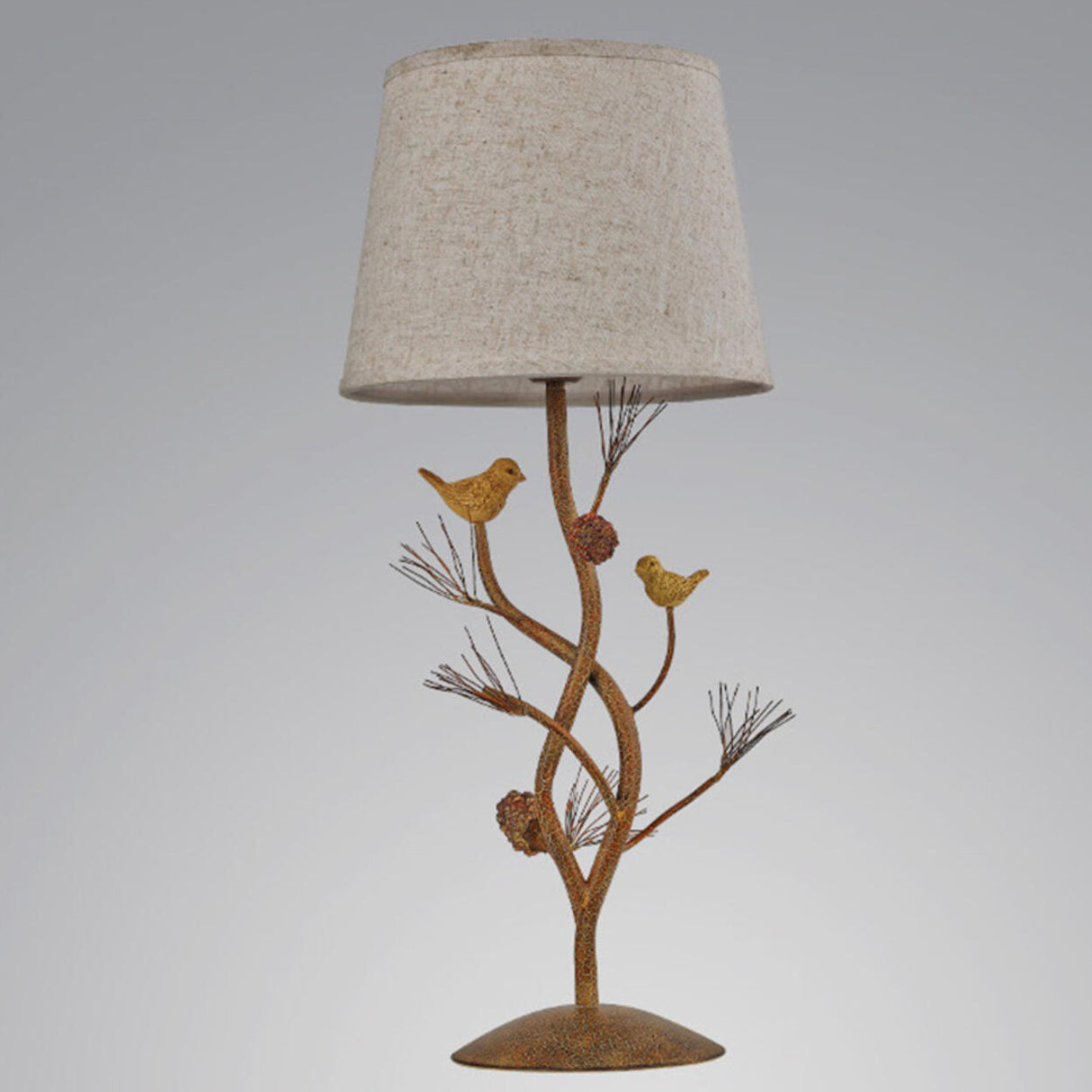 Art Tree-Shaped Base Fabric Shade Bedside Table Lamp Image - 7