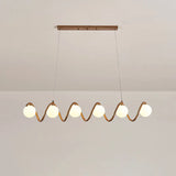 Artistic 6-Light Wave and Globe Shades Pendant Light Image - 5