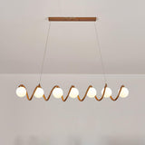 Artistic 6-Light Wave and Globe Shades Pendant Light Image - 7