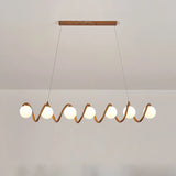 Artistic 6-Light Wave and Globe Shades Pendant Light Image - 7