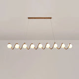 Artistic 6-Light Wave and Globe Shades Pendant Light Image - 9
