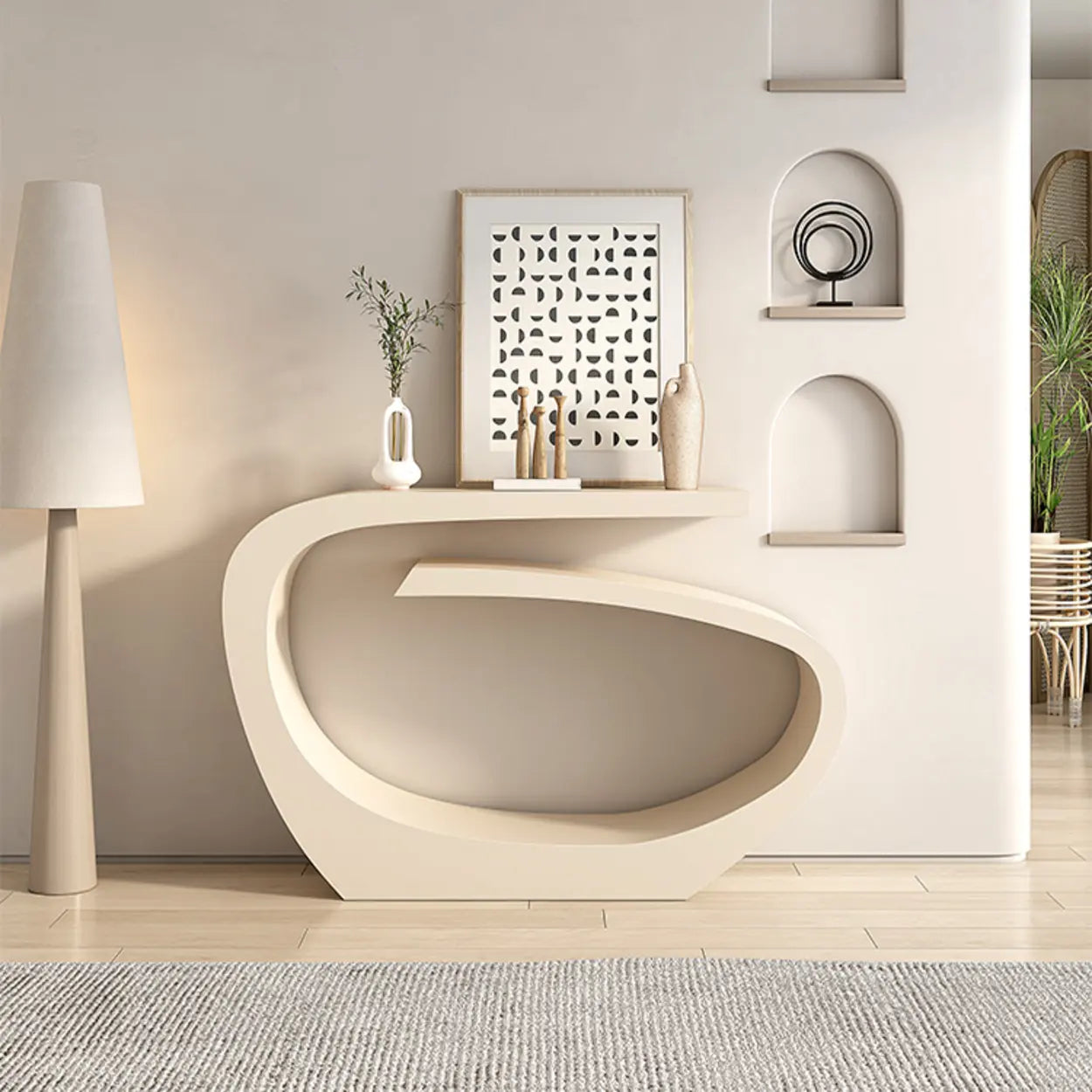 Artistic Abstract Metal Twist Design Black Console Table