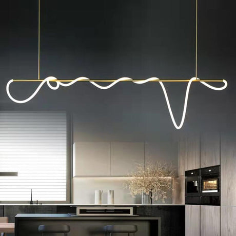 Artistic Adjustable White Wavy Island Pendant Light Image - 1