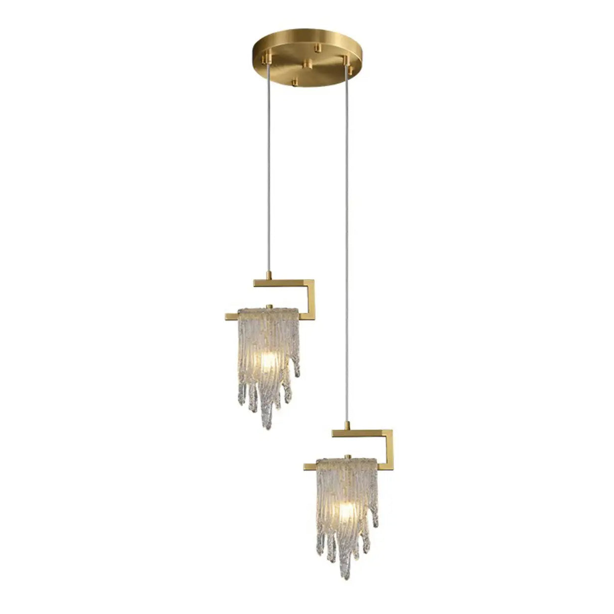 Artistic Bedroom Gold Frame Clear Glass Pendant Light Image - 5