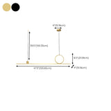 Artistic Black Linear and Ring Pendant Light Set #size